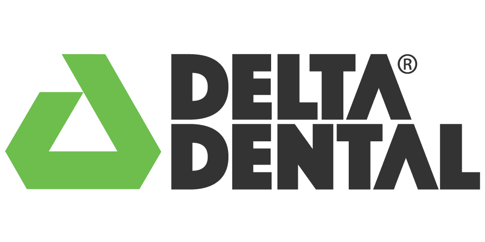 Logo with green arrow and text 'Delta Dental'.