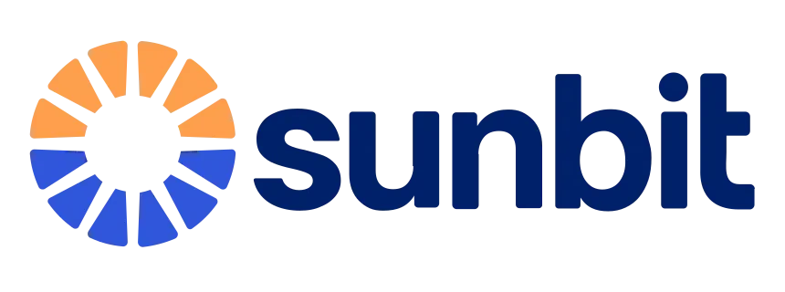 Blue lowercase letters spelling 'sun' on a white background.